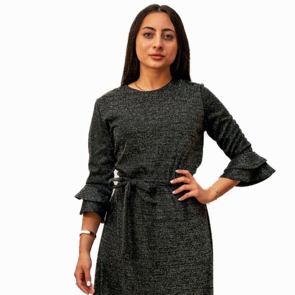 DEVORAH'S SECRET Maxi Dress Bell Black Sparkle - Picture 1 of 4